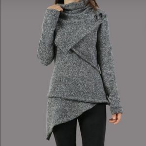 Gray asymmetrical sweater